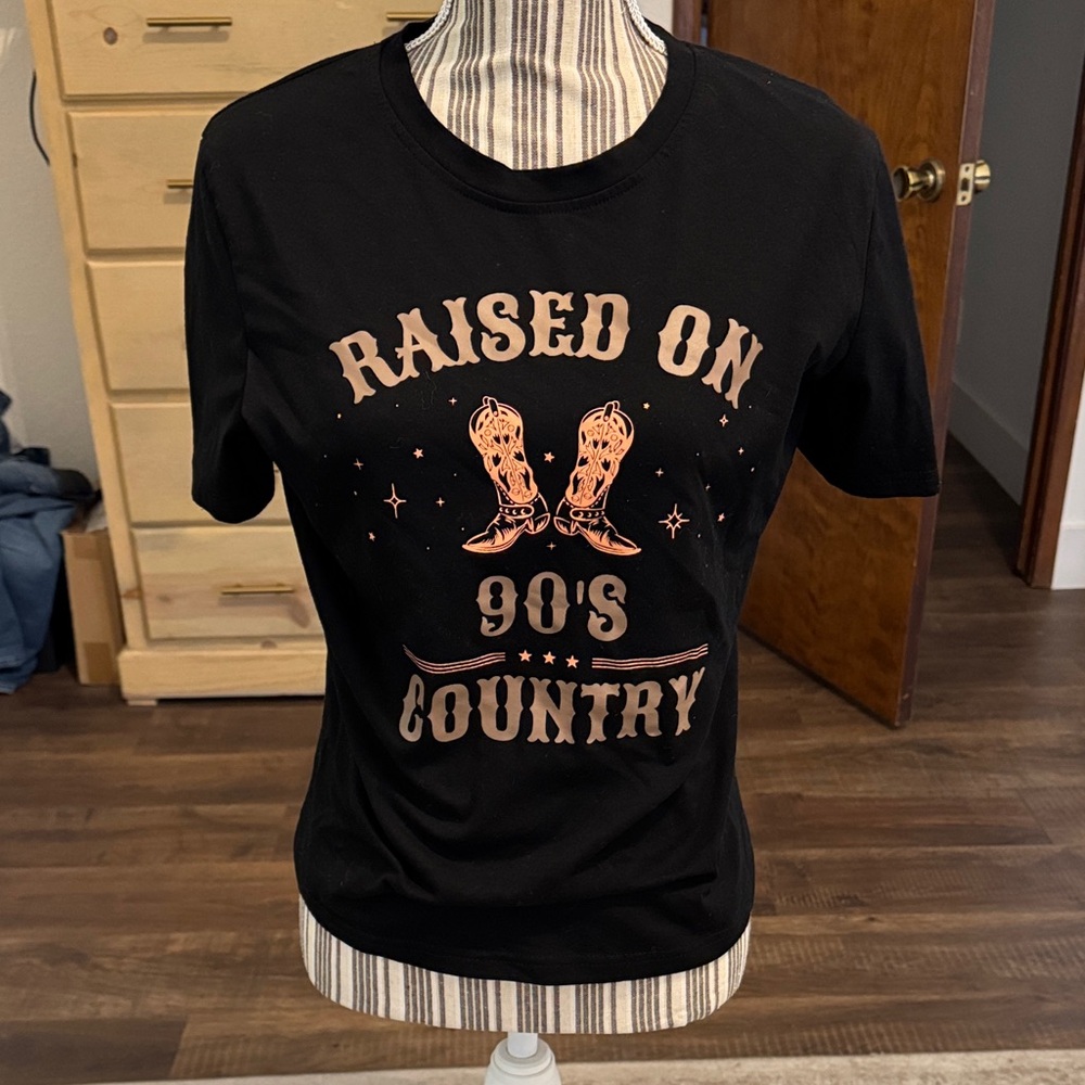 Black Graphic Tee - Raised on 90's Country